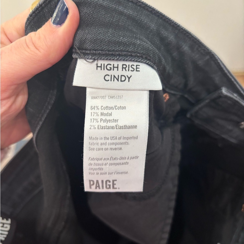 PAIGE Women's Cindy Straight Leg Black Jeans - Picture 6 of 8